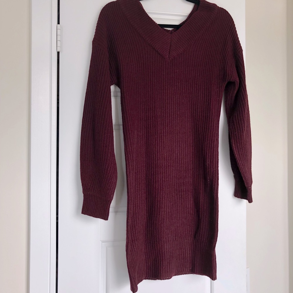 Burgundy sweater dress